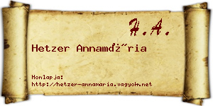 Hetzer Annamária névjegykártya